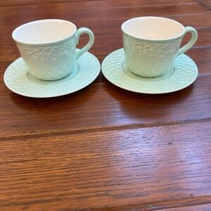 Two Sets of Villeroy & Boch Piemont Primavera Mint Green Tea/Coffee Cups EUC